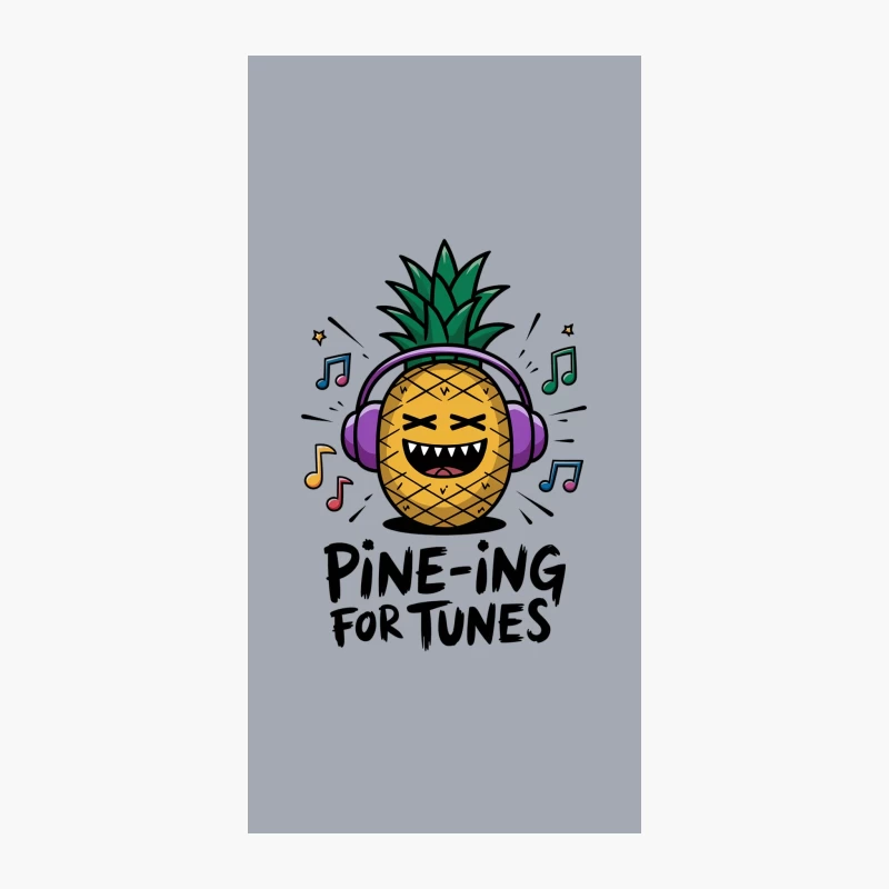 Cute Cartoon Pineapple Enjoying Music with Headphones Illustration iPhone Case