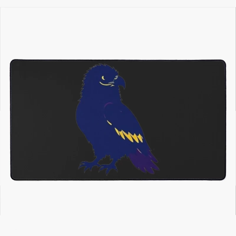 Stylized Navy Blue Raven Mascot Illustration Desk Mat