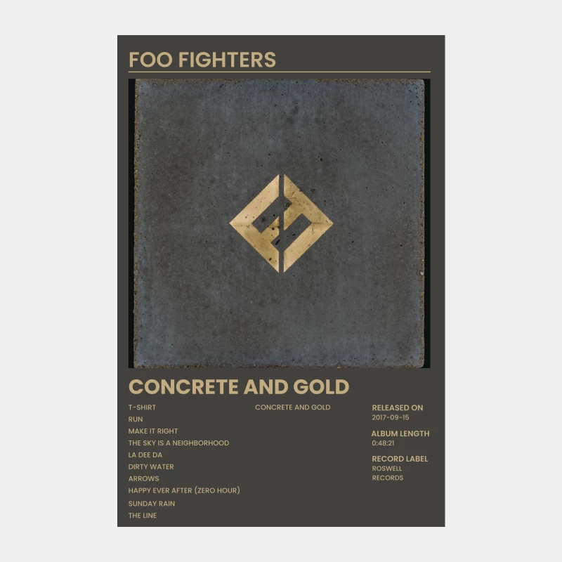 Foo Fighters' Concrete and Gold Album Cover with Tracklist Male Tank Top