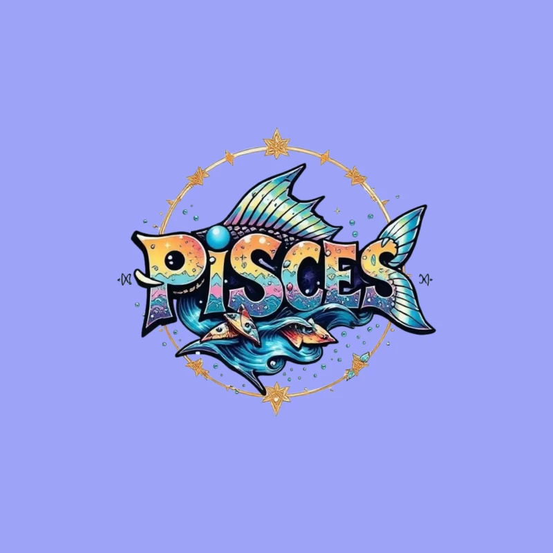 Colorful Pisces Zodiac Illustration Mouse Pad