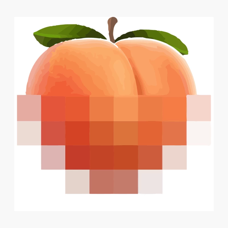 Partially Pixelated Peach Illustration Throw Pillow