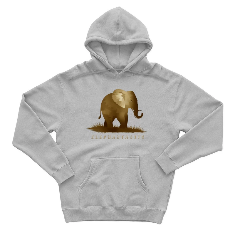 Elephantastic - Vintage Elephant Silhouette Illustration with Typography Male Pullover Hoodie