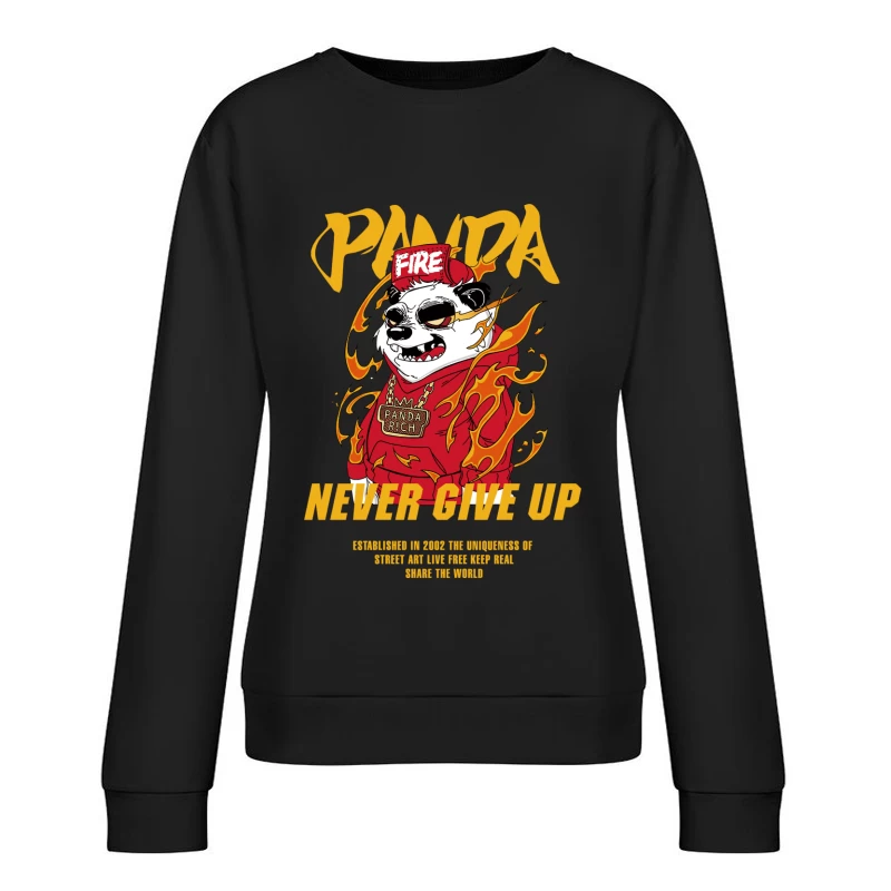 Feuriger Panda-Motivationsdruck Damen Pullover Sweatshirt