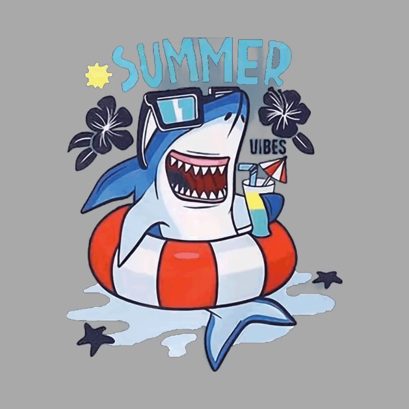 Sommerhai mit Sonnenbrille und Getränk Herren Pullover Hoodie