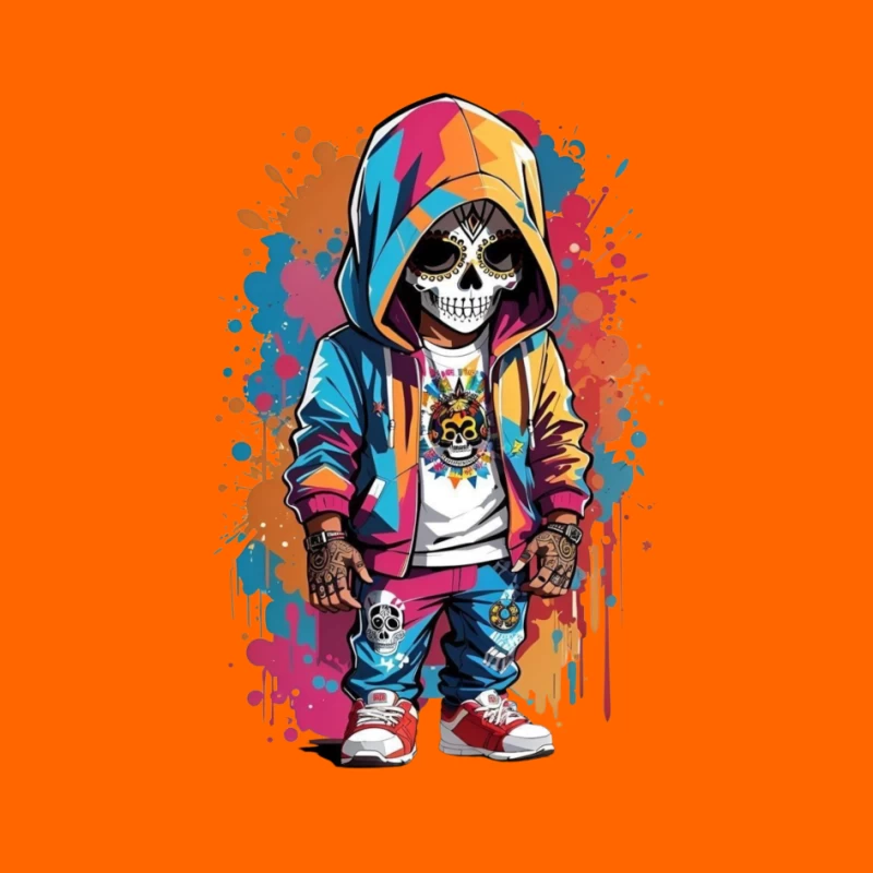 Colorful Skeleton Character in Streetwear Pin