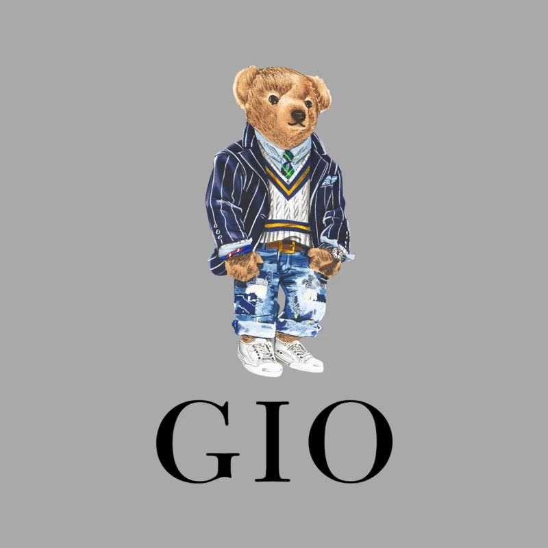 Stilvoller Teddybär in Designer-Outfit Damen Pullover Hoodie