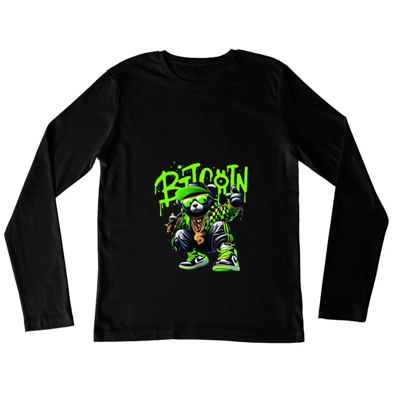 Ours Graffiti avec Thème Bitcoin Femme Manches Longues T-Shirt