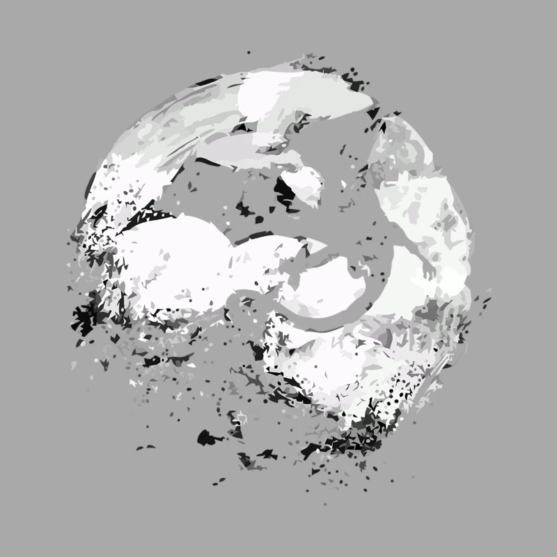 Monochrome Abstract Sphere with Textured Digital Art Male Pullover Hoodie