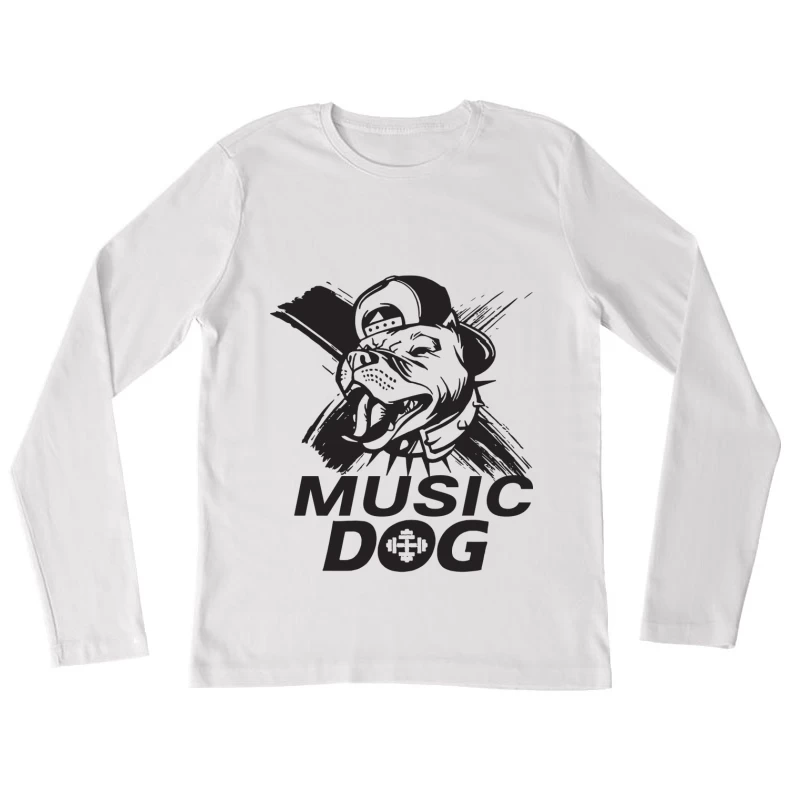 Musik Hund Design Damen Langarm T-Shirt