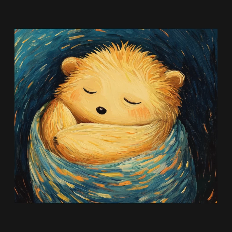 Cozy Hedgehog in a Starry Swirl Mouse Pad