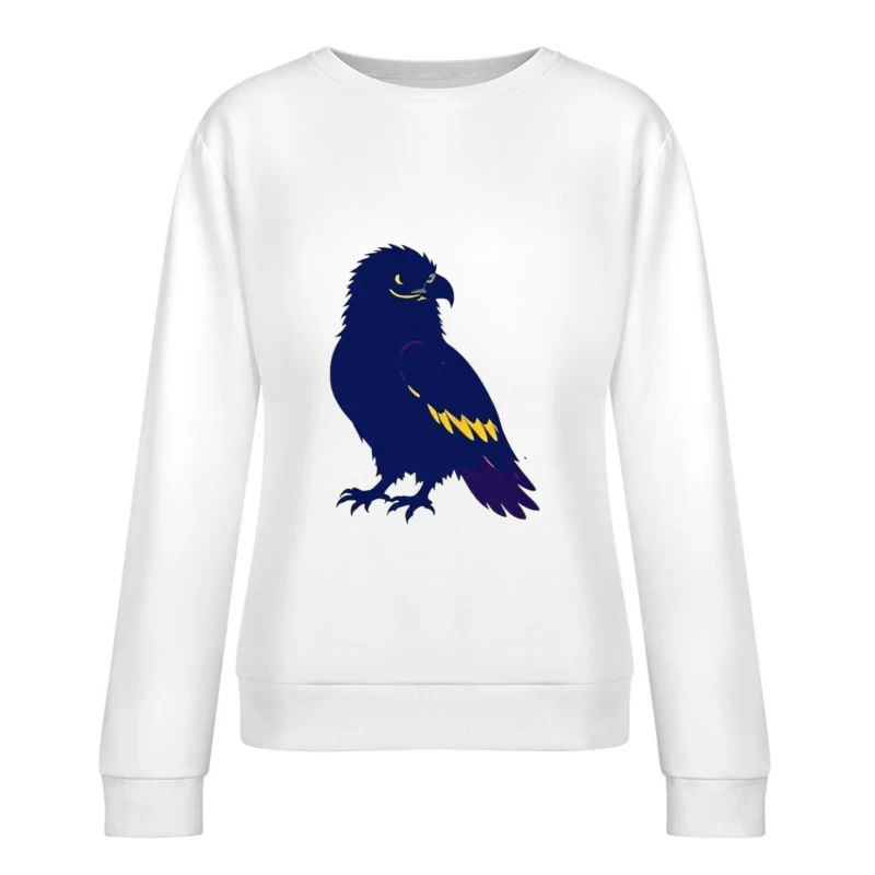 Stylized Navy Blue Raven Mascot Illustration Female Pullover Sweatshirt