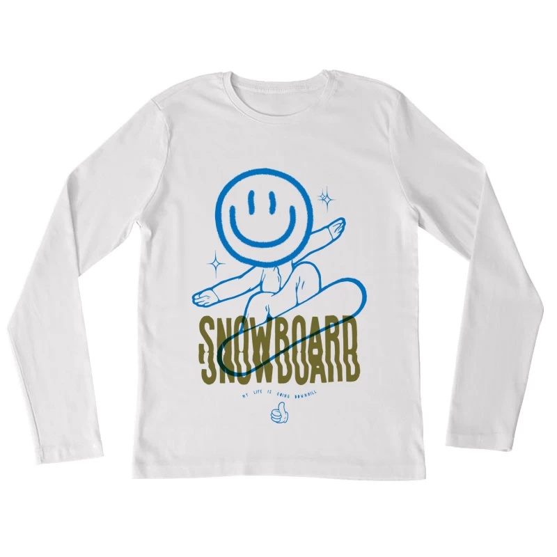 Snowboard-Spaß mit Smiley-Gesicht Damen Langarm T-Shirt
