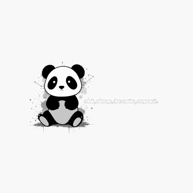 Cute Panda Illustration Cotton Tote Bag