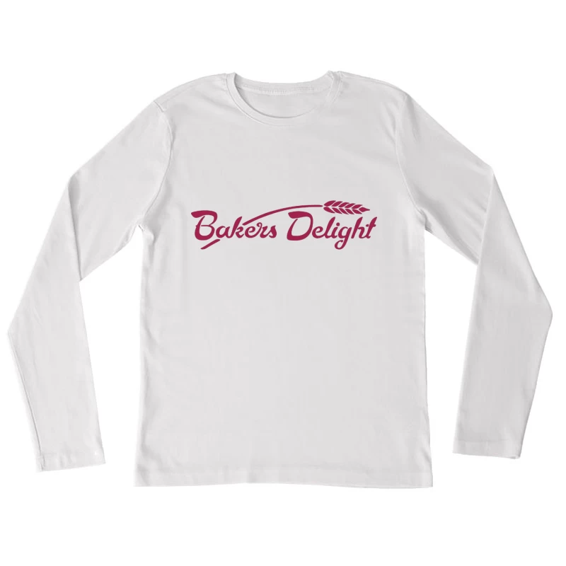 Bakers Delight Burgundy Cursive Logo with Wheat Symbol Female Long Sleeve T-Shirt