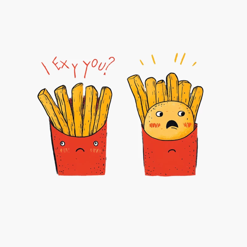 Humorous Cartoon of Anthropomorphic French Fries Making a Pun Cotton Tote Bag