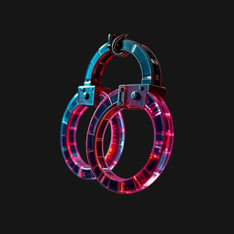 Illuminated Cyberpunk Handcuffs with Neon Pink and Blue Glow Mouse Pad