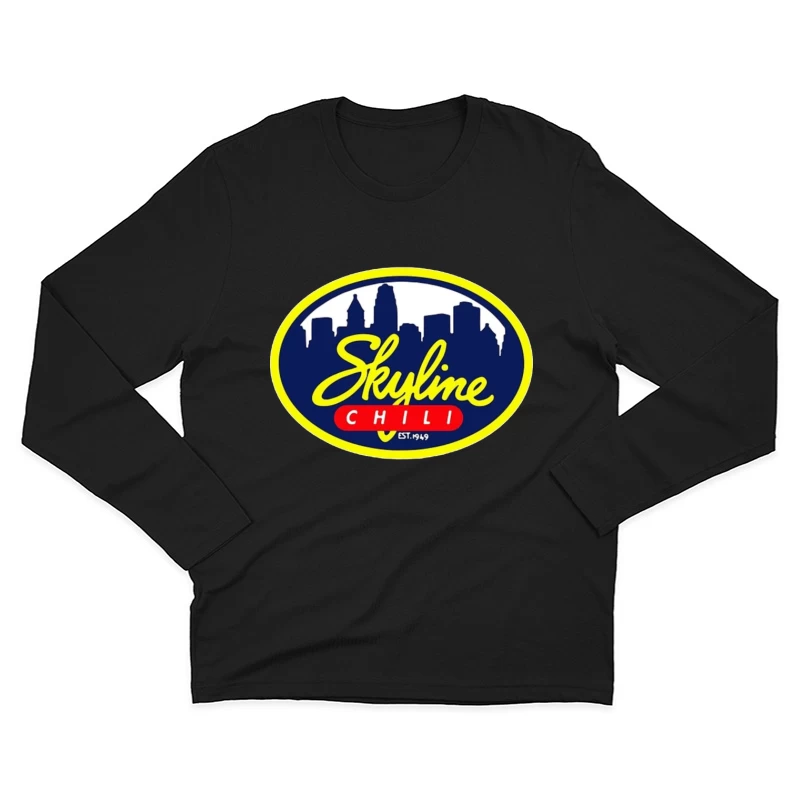 Skyline Chili Restaurant Brand Logo with Cincinnati Cityscape Male Long Sleeve T-Shirt