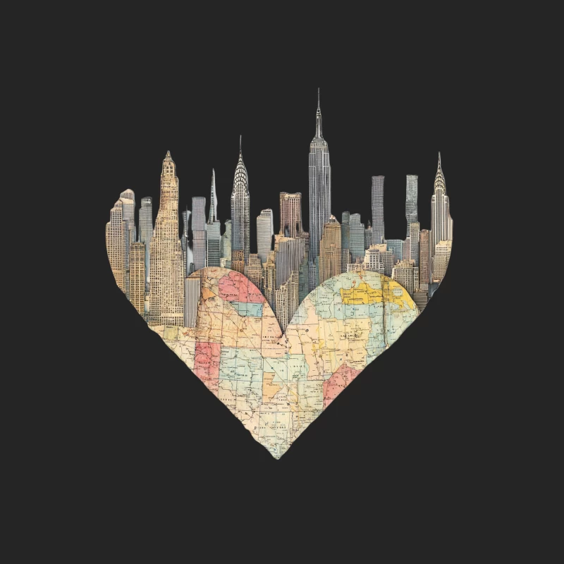 New York Love: Skyline and Map Heart Collage Male Pullover Sweatshirt