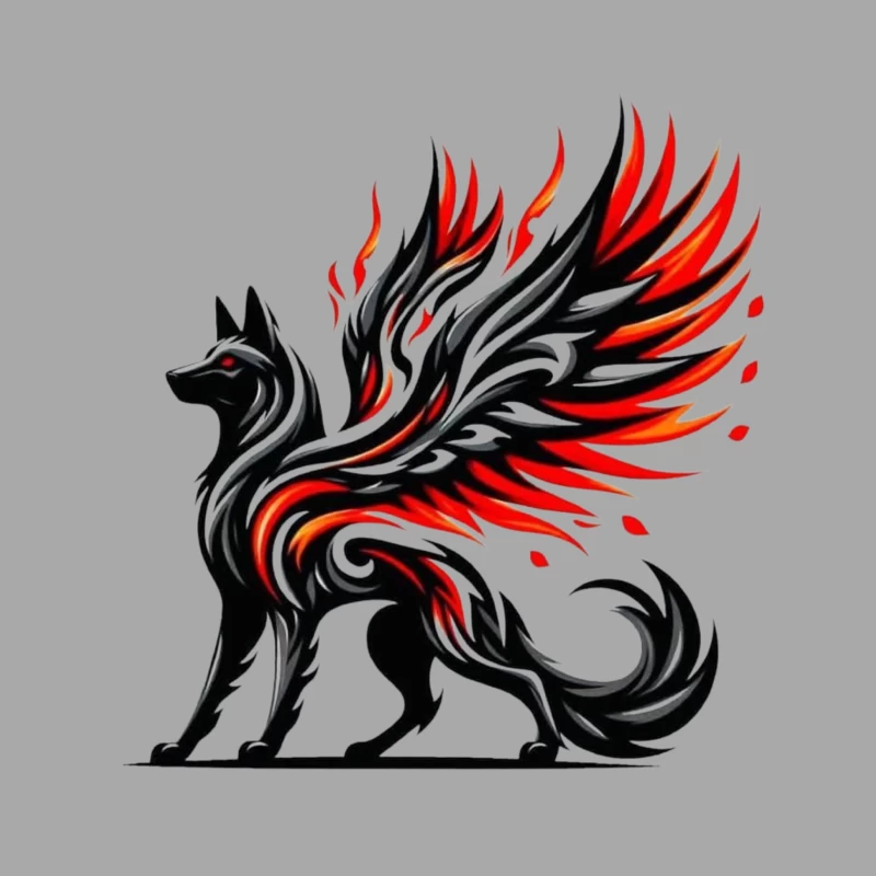 Winged Wolf Fantasy Art Male Pullover Hoodie