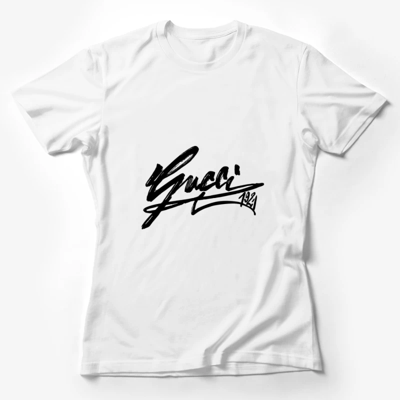 Logo Gucci noir sur fond blanc Femme T-Shirt