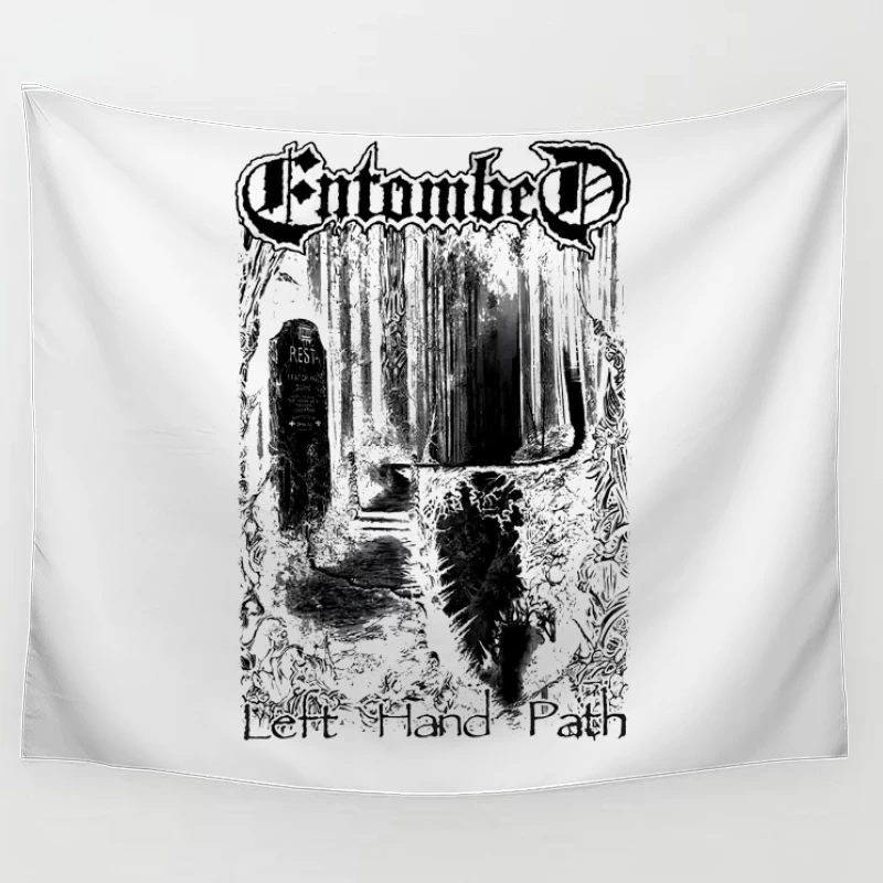 Entombed Left Hand Path Black White Tapestry