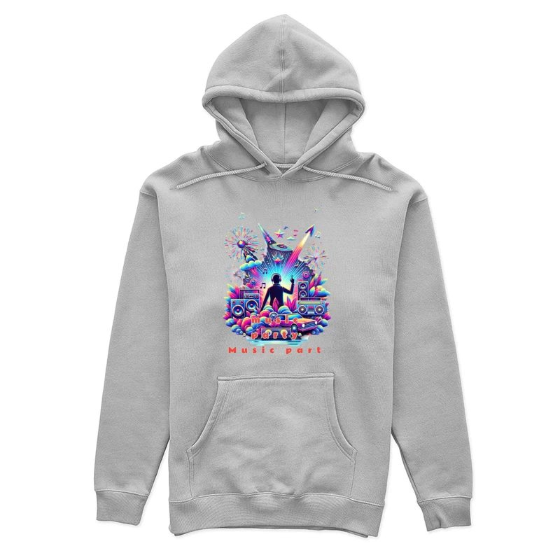 Neon Retro DJ Music Party Illustration Female Pullover Hoodie