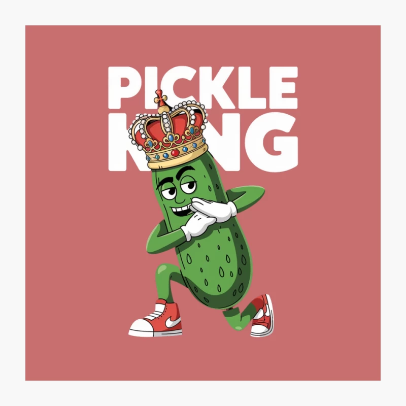Cartoon Cucumber Character Wearing Crown and Sneakers Pin