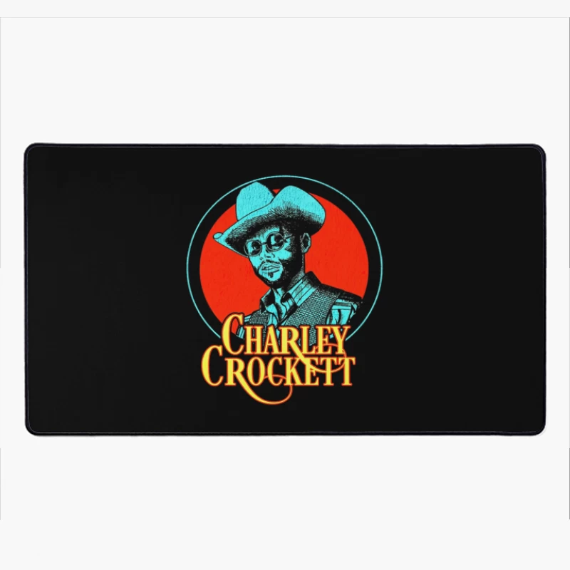 Vintage Charley Crockett Western Music Logo Design Desk Mat