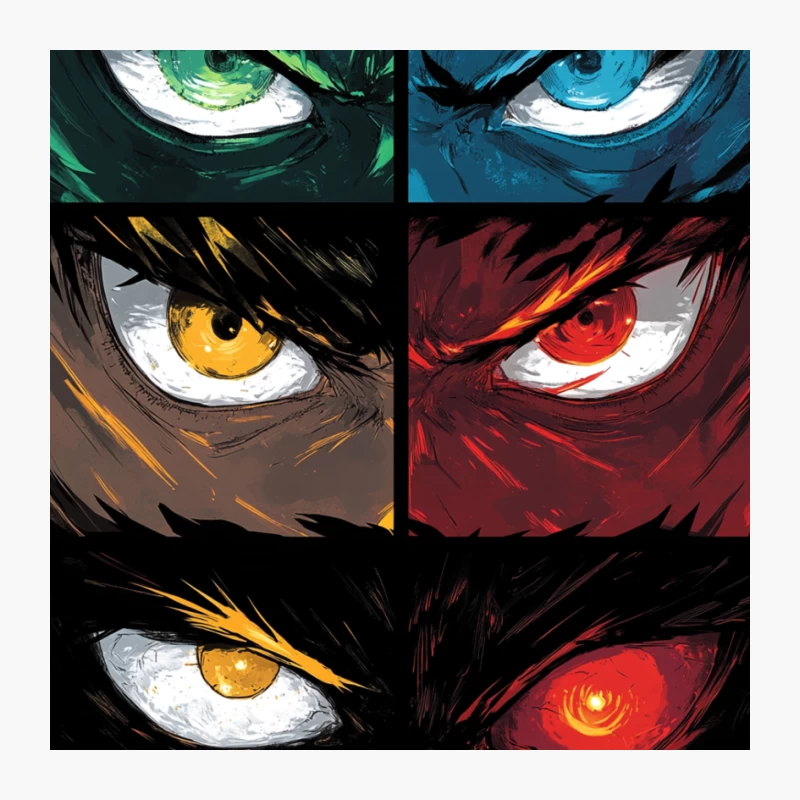 Intense Colorful Eyes in Anime Style Close-Up Pin