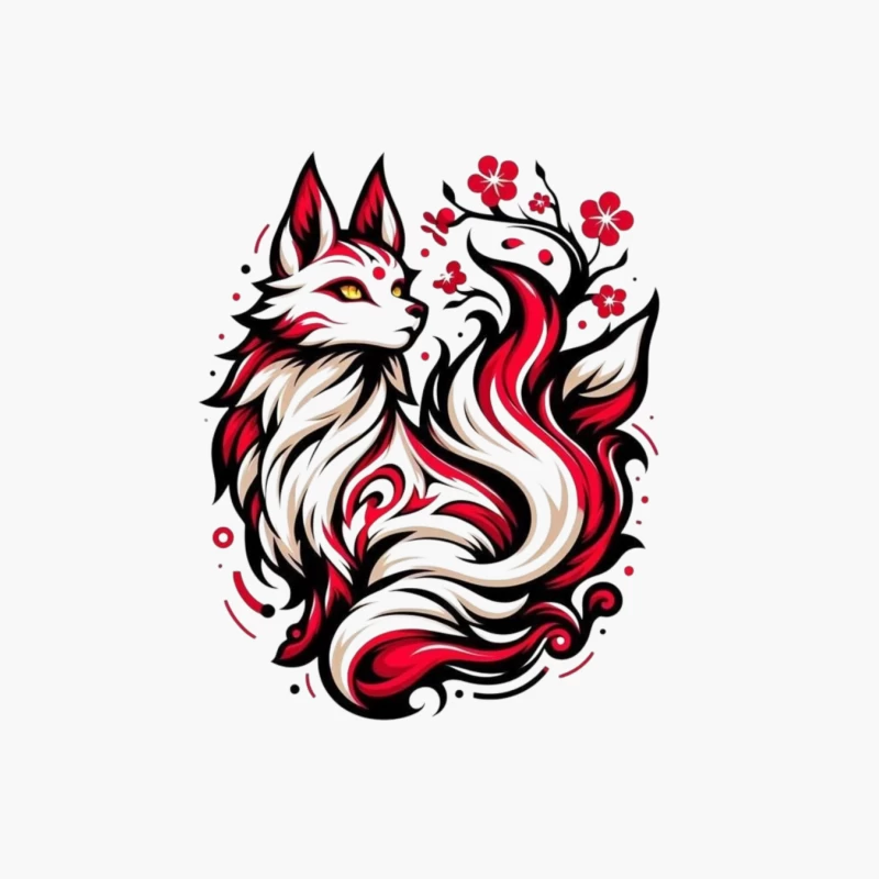 Artistic Fox Design Cotton Tote Bag