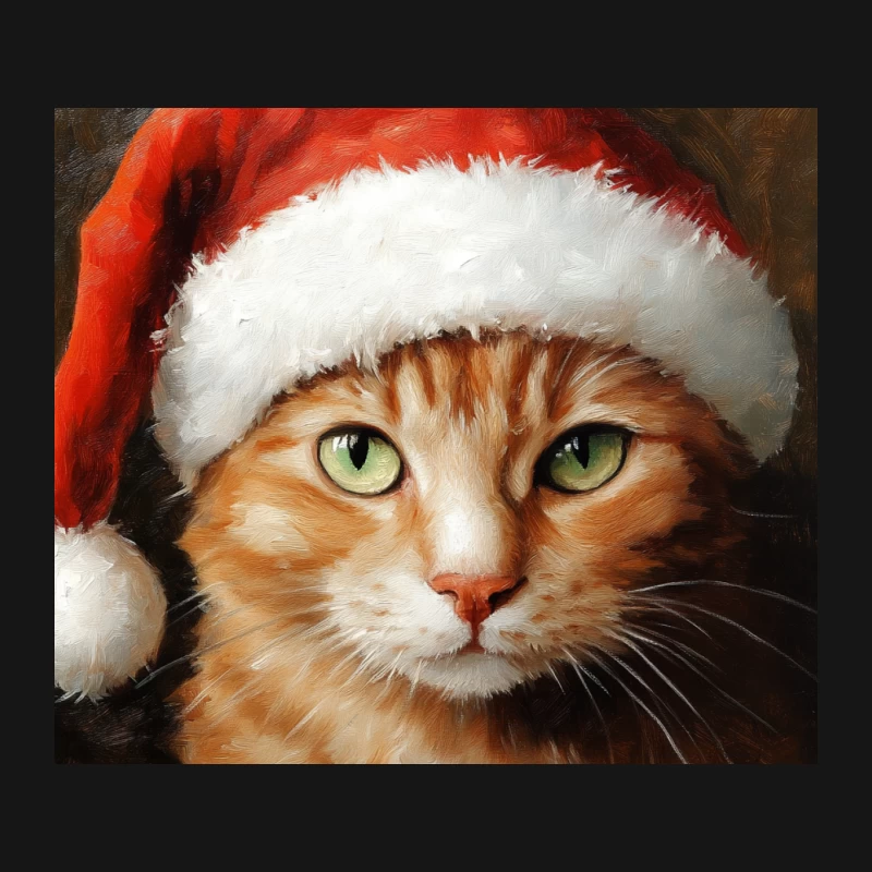 Orange Tabby Cat Wearing Santa Hat - Christmas Pet Portrait Painting Mouse Pad