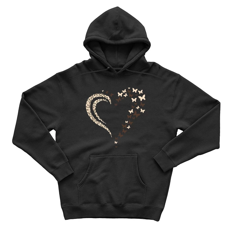 Herz mit Leopardenmuster und Schmetterlingen Herren Pullover Hoodie