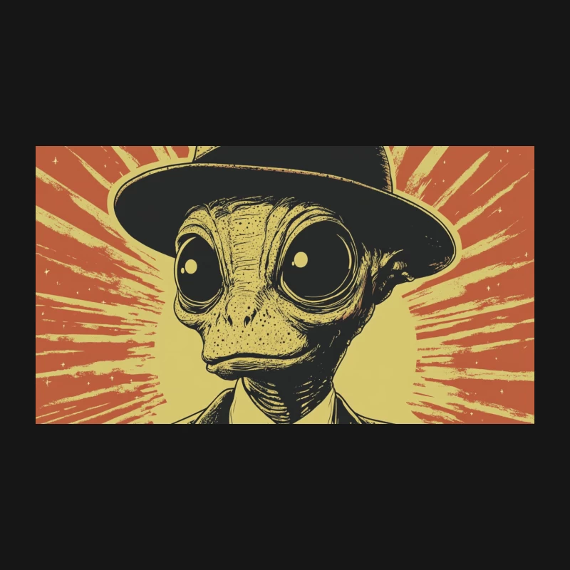 Retro Alien in Disguise: Vintage Sci-Fi Poster Art Desk Mat