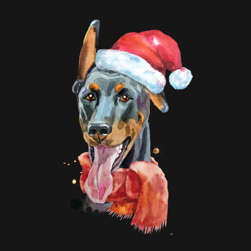 Illustration de chien avec chapeau de Noël Femme T-Shirt