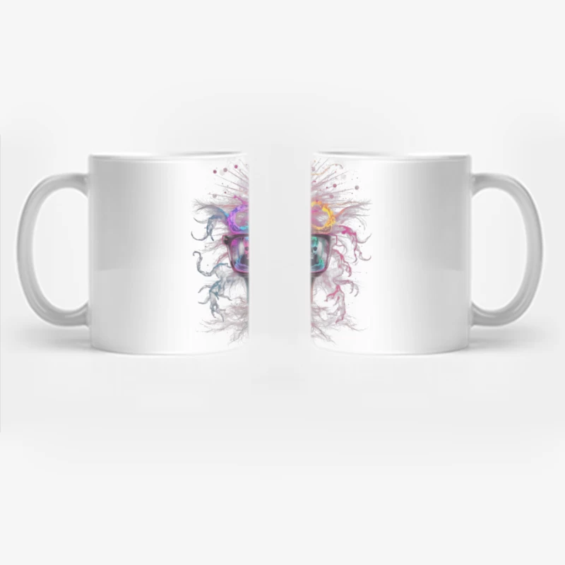 Psychedelic Skull with Reflective Sunglasses in Vibrant Colors Coffee Mug