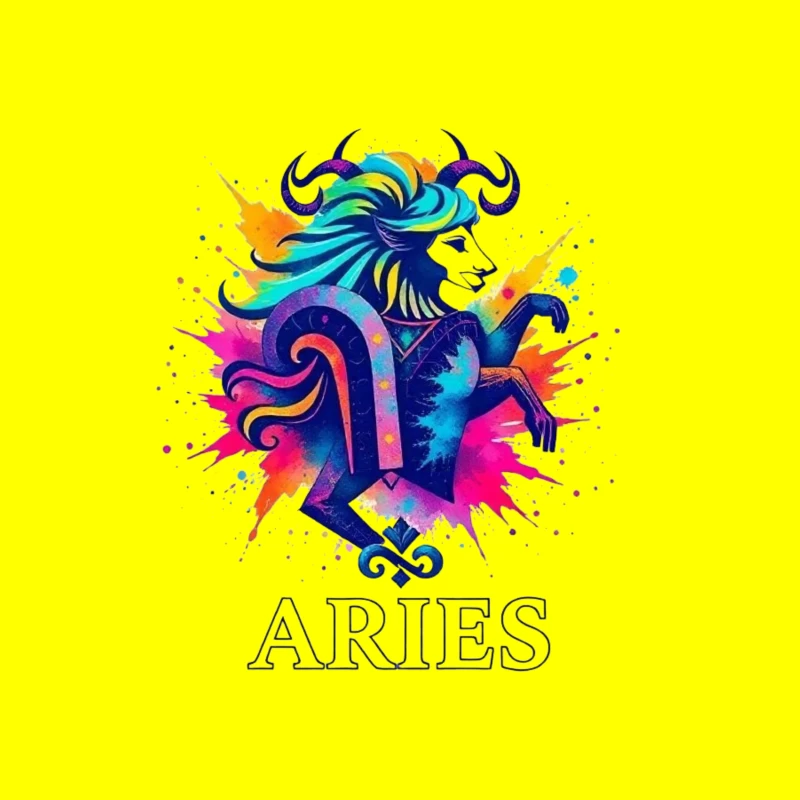Colorful Aries Zodiac Illustration Throw Pillow