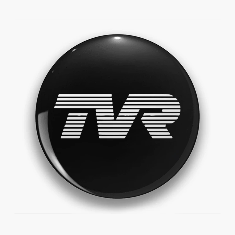 Minimalist TVR Logo Design with Line Pattern Pin