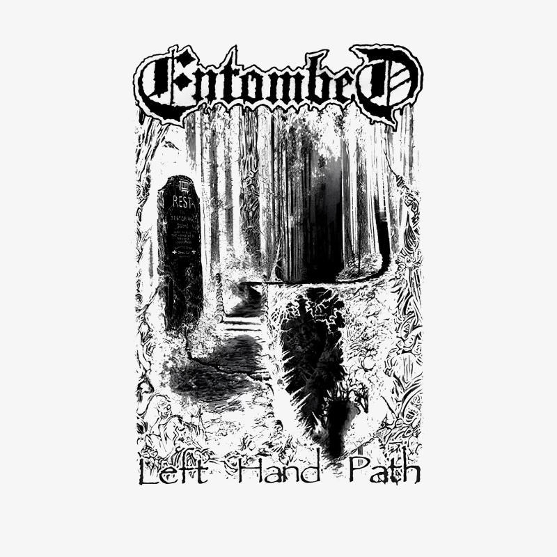 Entombed Left Hand Path Black White Male Pullover Sweatshirt