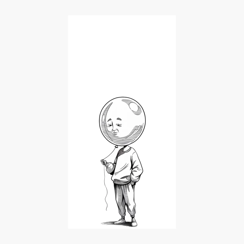 Surreal Balloon-Headed Character Sketch iPhone Case