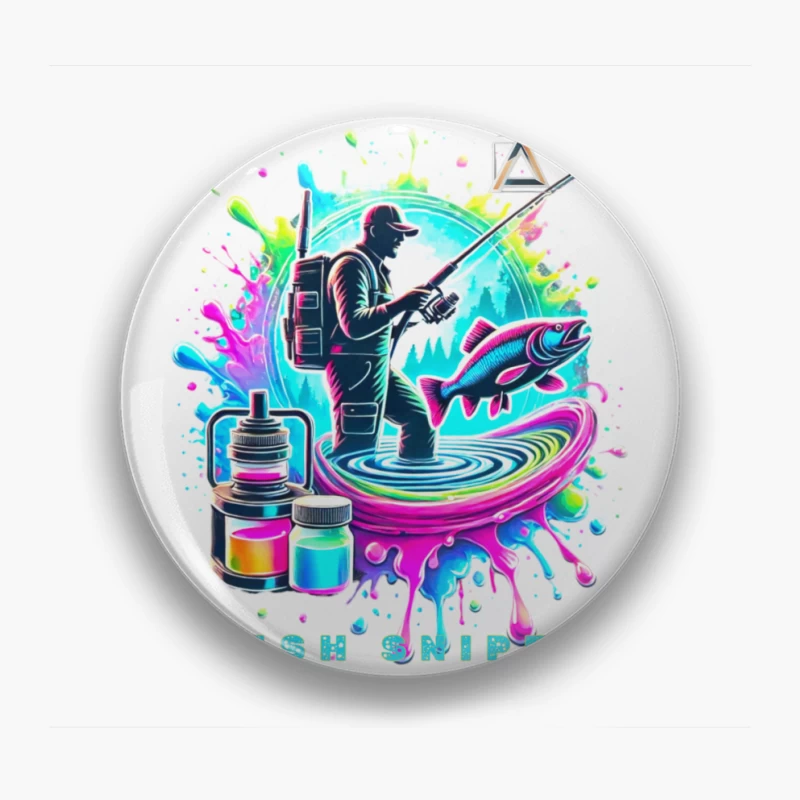 Colorful Fish Sniper: Vaping and Fishing Art Pin