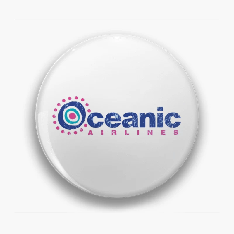 Oceanic Airlines Vintage-Style Logo Design with Blue and Pink Color Scheme Pin