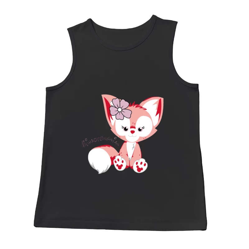 Niedlicher rosa Fuchs mit Blume Herren Tanktops