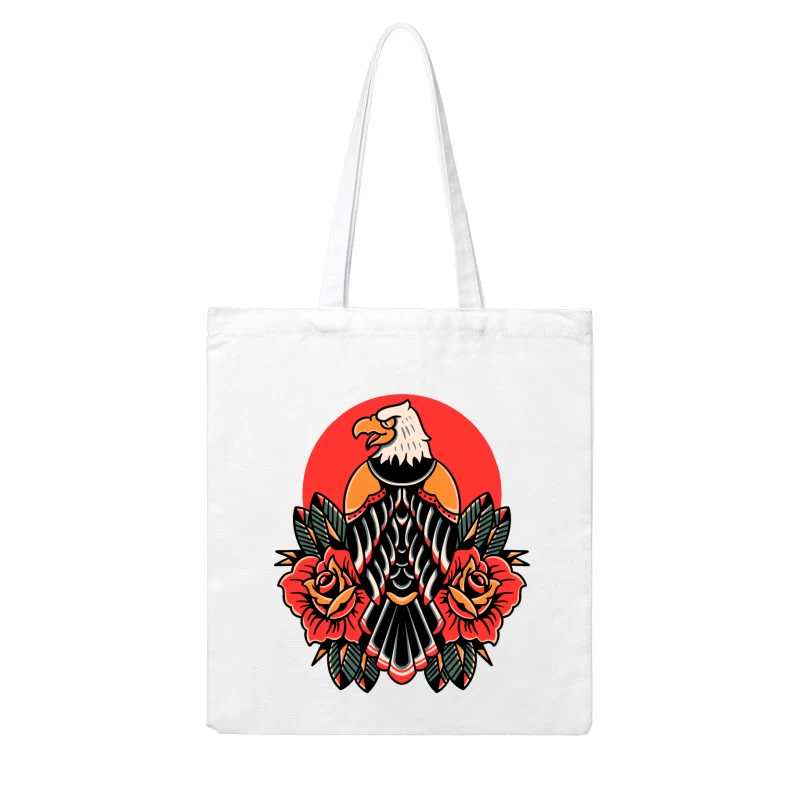 Eagle and Roses Tattoo Art Cotton Tote Bag