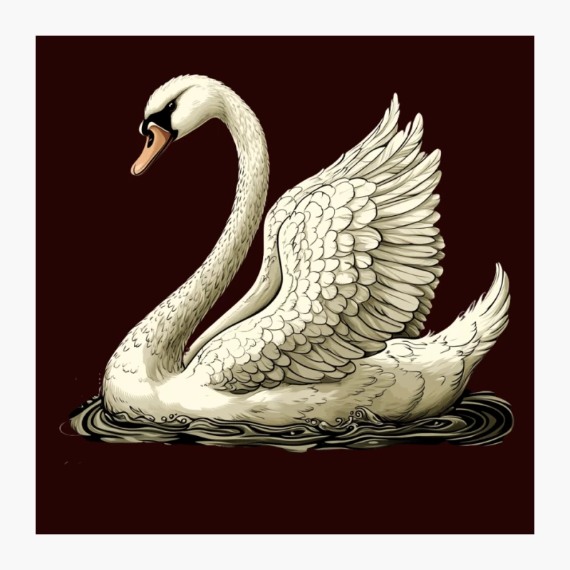 Elegant Swan Illustration: Wildlife on Water Pin
