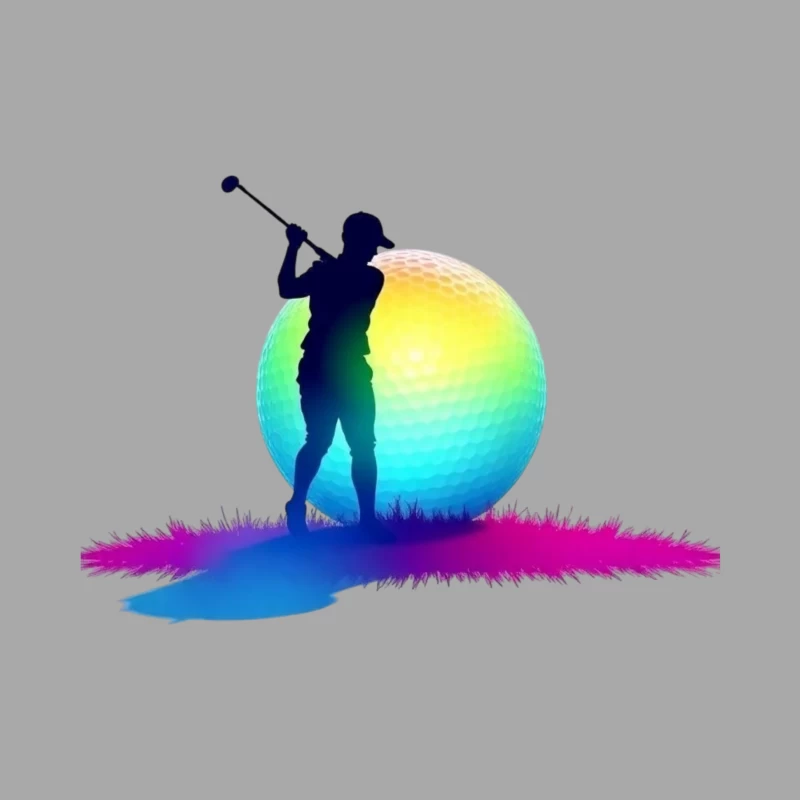Colorful Golfer Silhouette with Rainbow Golf Ball Male Pullover Hoodie