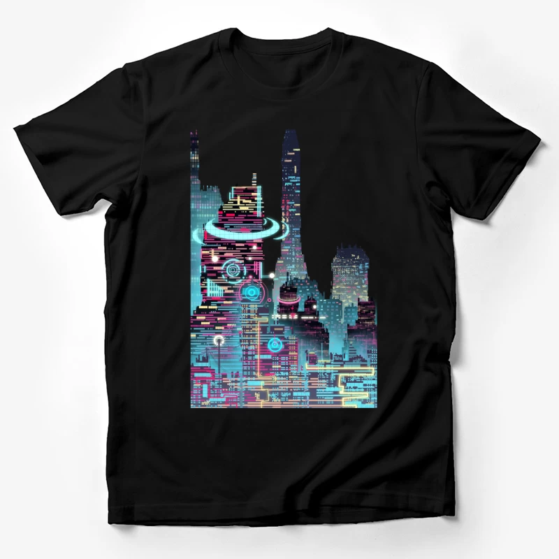 Futuristische Neon-Stadtansicht Herren T-Shirt