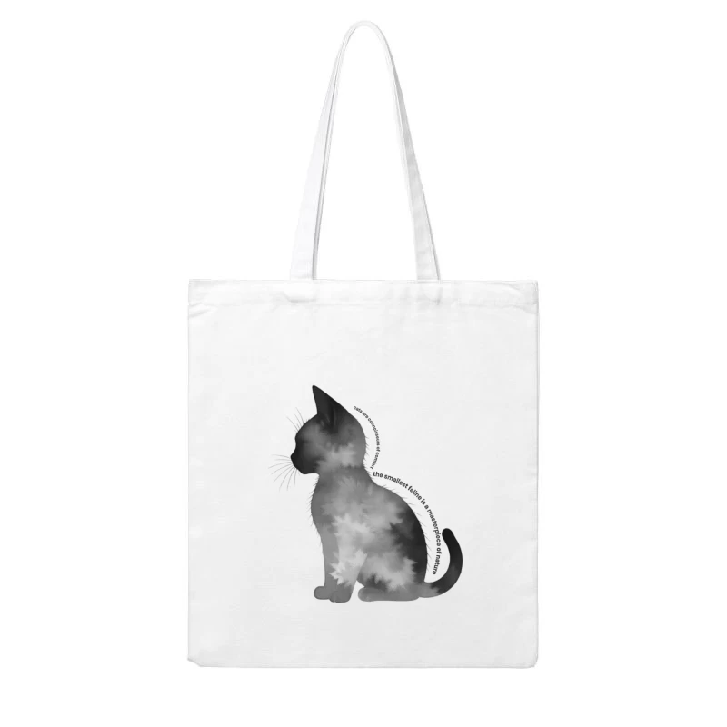 Artistic Black Cat Silhouette with Inspirational Text Cotton Tote Bag