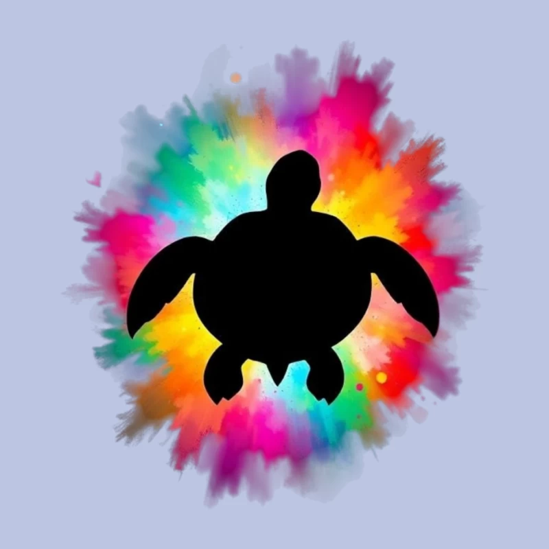 Colorful Turtle Silhouette Art Pin