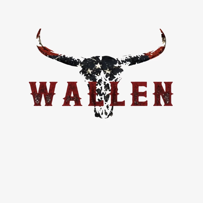 American Patriotic Western "Wallen" Logo with Flag-Patterned Bull Skull Female Pullover Sweatshirt