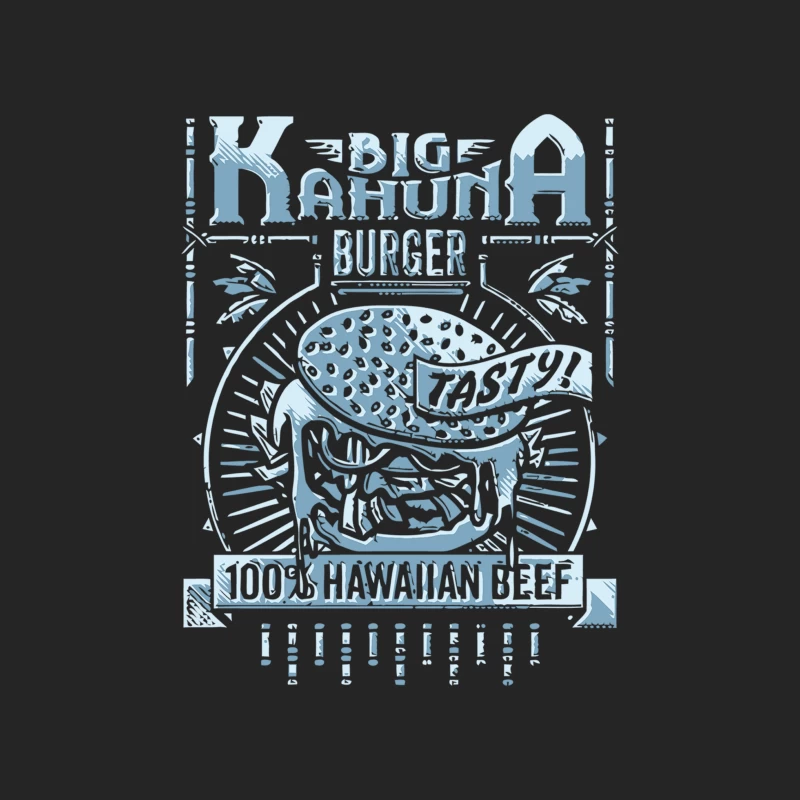 Big Kahuna Hawaiian Burger Retro Blue Illustration Female Pullover Sweatshirt
